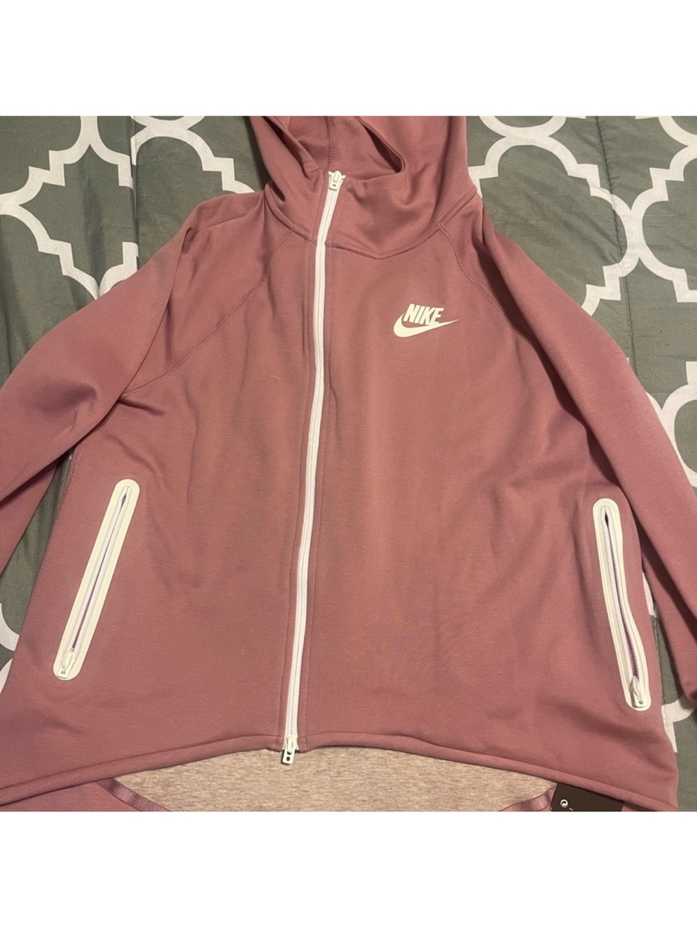 Nike Women's Dusty Mauve Hooded Full-Zip Bomber Jacket